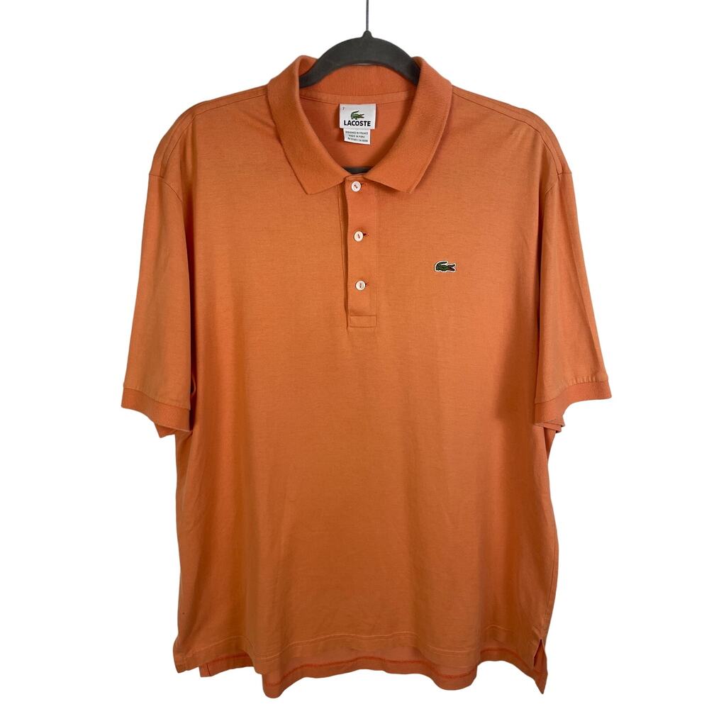 Vintage Lacoste Mens Orange Short Sleeved Cotton Preppy Polo Shirt Size 2XL